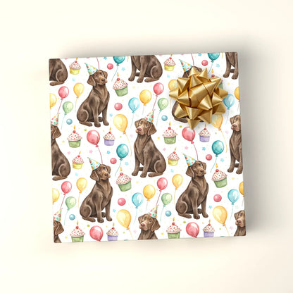 Chocolate Labrador Retriever Birthday Wrapping Paper — wrapped gift presentation
