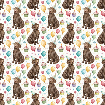 Chocolate Labrador Retriever Birthday Wrapping Paper — repeating pattern tile