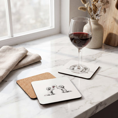 Maltipoo Happy Hour coaster set styled on a table