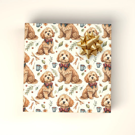 Cockapoo Autumn Wrapping Paper — wrapped gift presentation