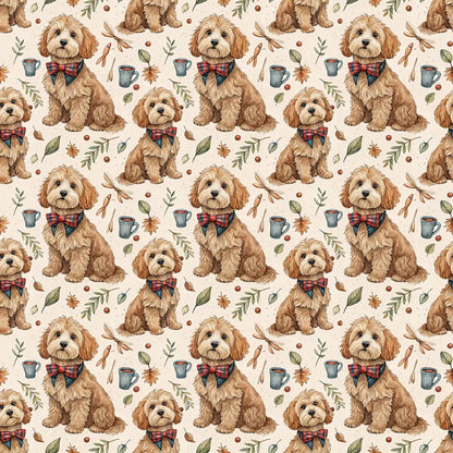 Cockapoo Autumn Wrapping Paper — repeating pattern tile