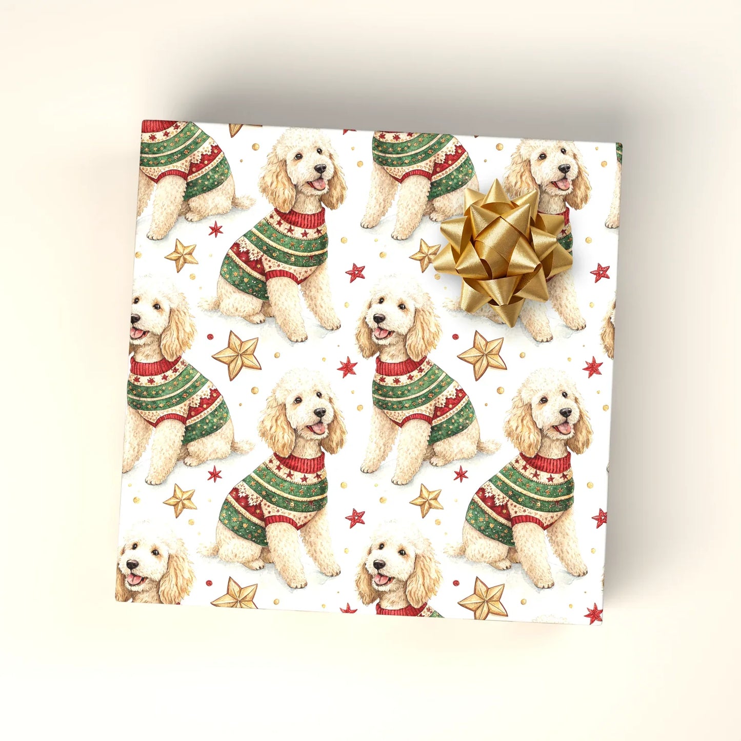 Cockapoo Christmas Ugly Sweater Wrapping Paper — wrapped gift presentation