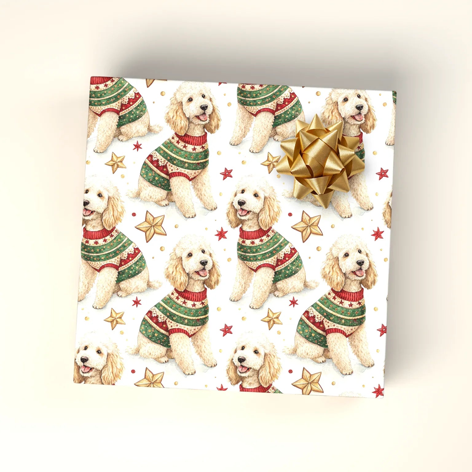 Cockapoo Christmas Ugly Sweater Wrapping Paper — wrapped gift presentation
