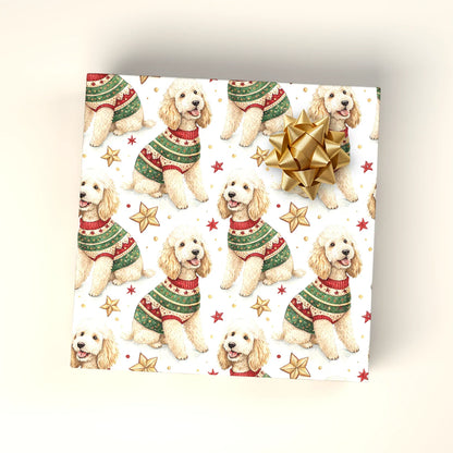 Cockapoo Christmas Ugly Sweater Wrapping Paper — wrapped gift presentation