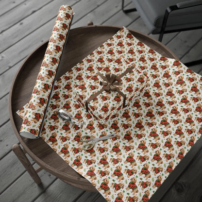 Cockapoo Christmas Ugly Sweater Wrapping Paper — gift wrapping presented on a wooden table