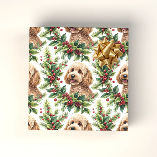 Cockapoo Christmas Wrapping Paper — wrapped gift presentation