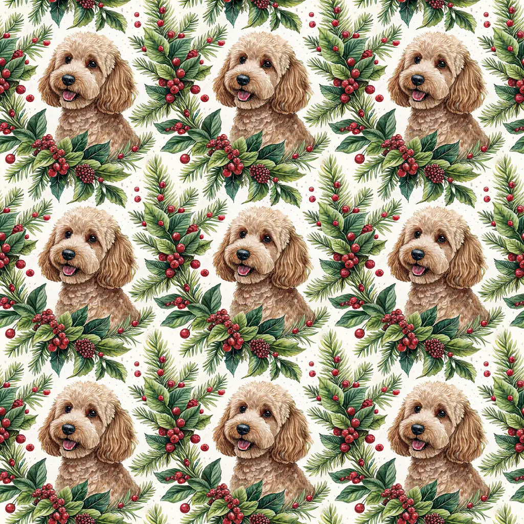 Cockapoo Christmas Wrapping Paper — repeating pattern tile