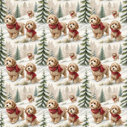 Cockapoo Christmas Wrapping Paper | Winter Scarf Pup — repeating pattern tile