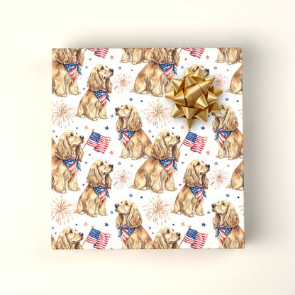 Cocker Spaniel Americana Wrapping Paper — wrapped gift presentation