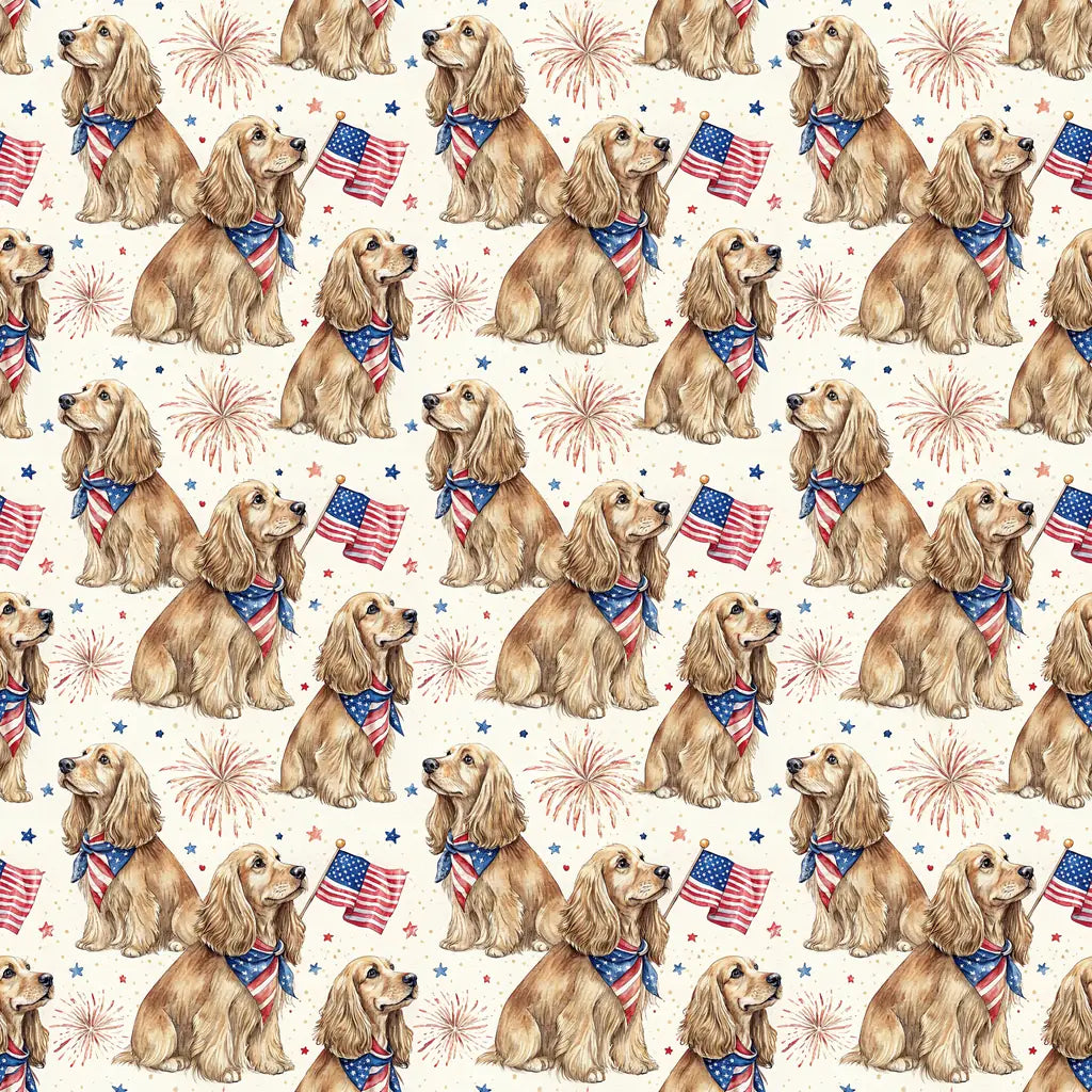 Cocker Spaniel Americana Wrapping Paper — repeating pattern tile
