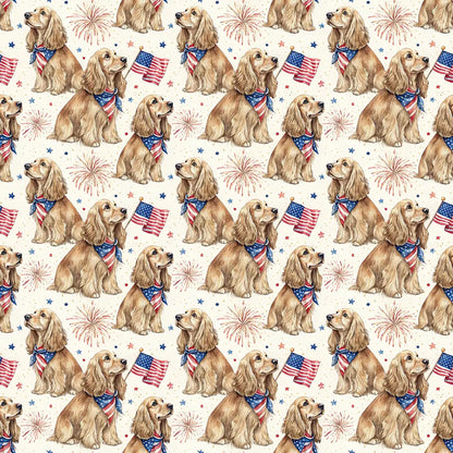 Cocker Spaniel Americana Wrapping Paper — repeating pattern tile