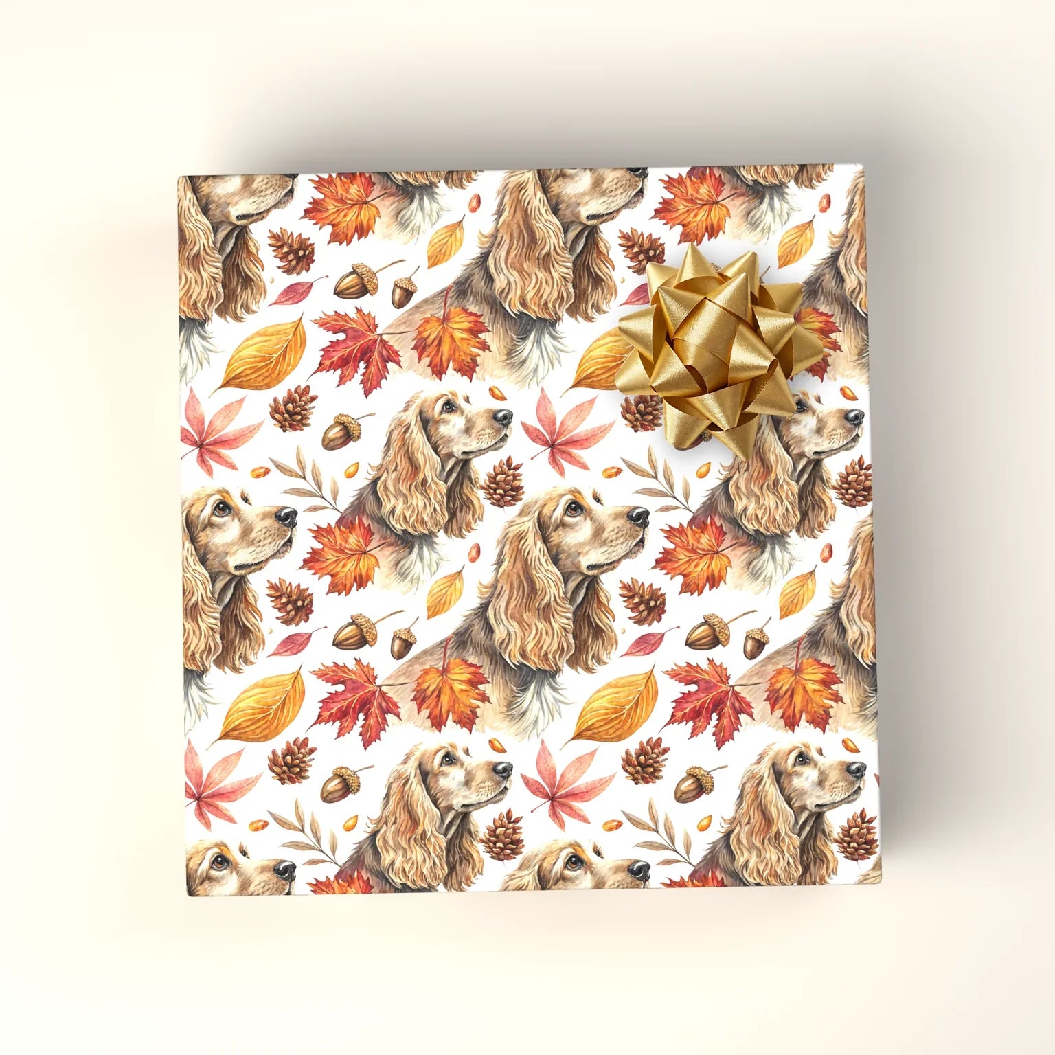 Cocker Spaniel Autumn Wrapping Paper — wrapped gift presentation