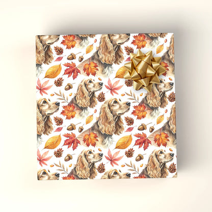 Cocker Spaniel Autumn Wrapping Paper — wrapped gift presentation