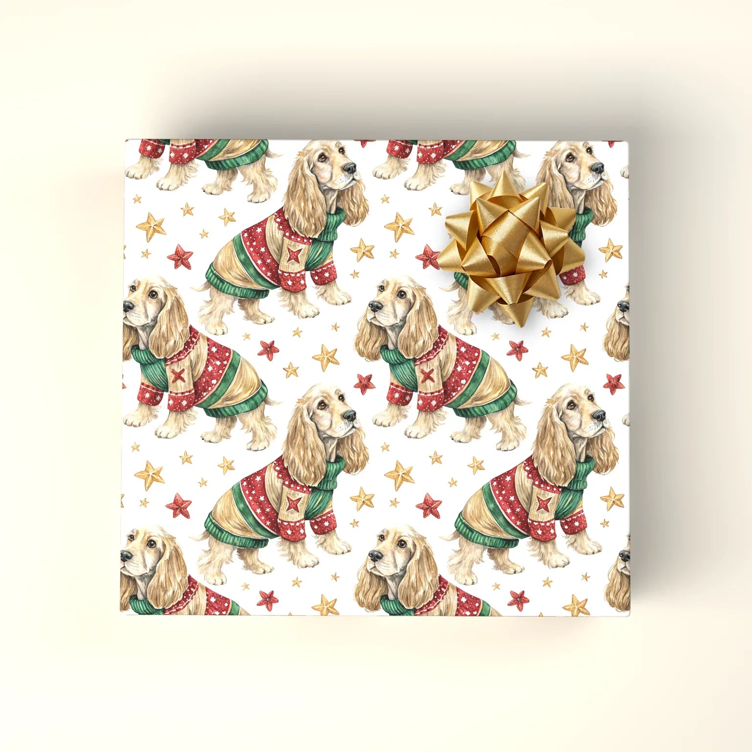 Cocker Spaniel Christmas Sweater Wrapping Paper — wrapped gift presentation