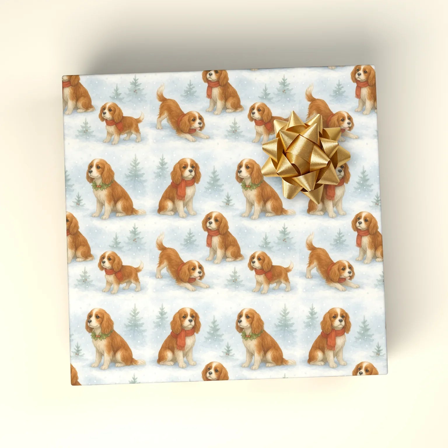 Cocker Spaniel Christmas Wrapping Paper — wrapped gift presentation
