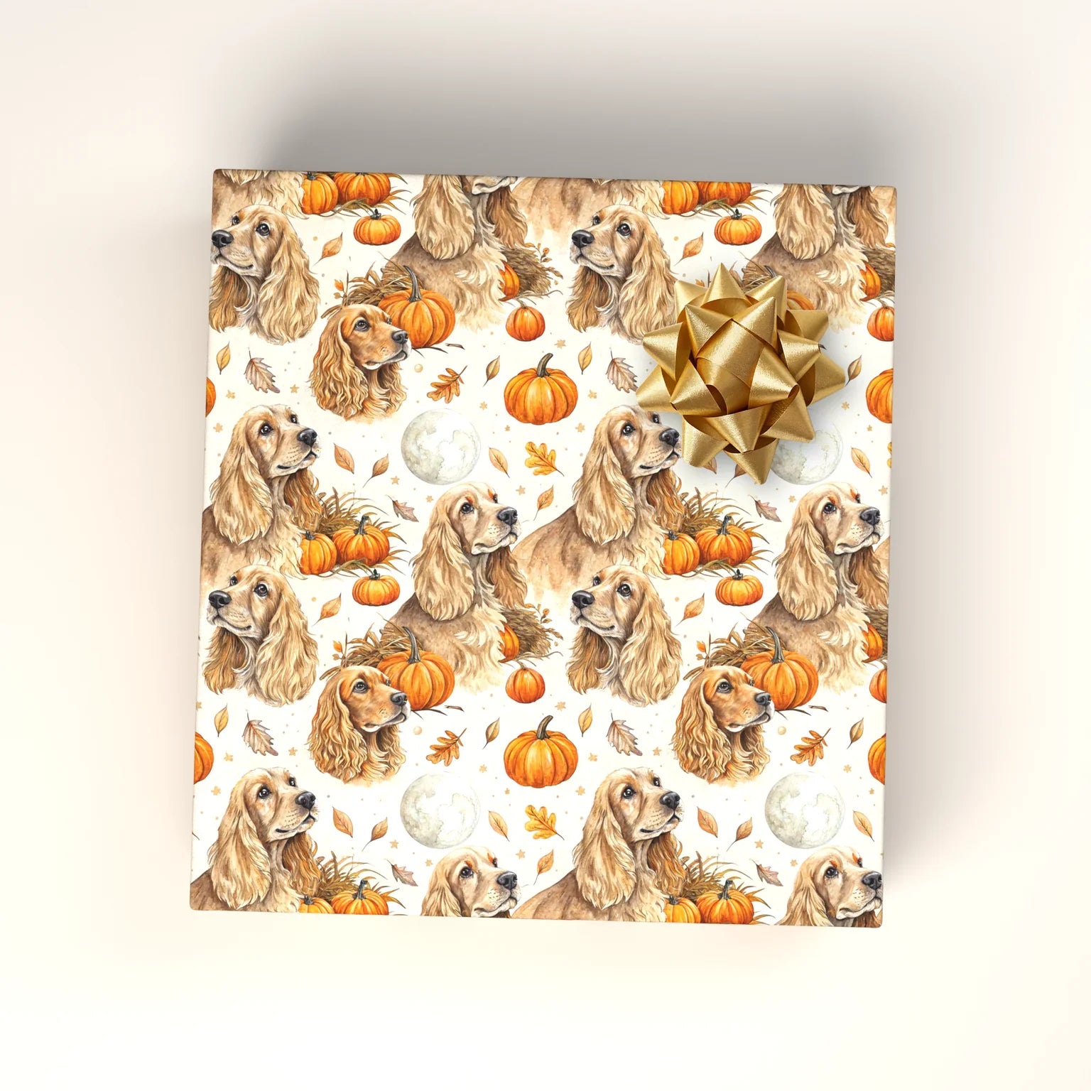Cocker Spaniel Fall Wrapping Paper — wrapped gift presentation
