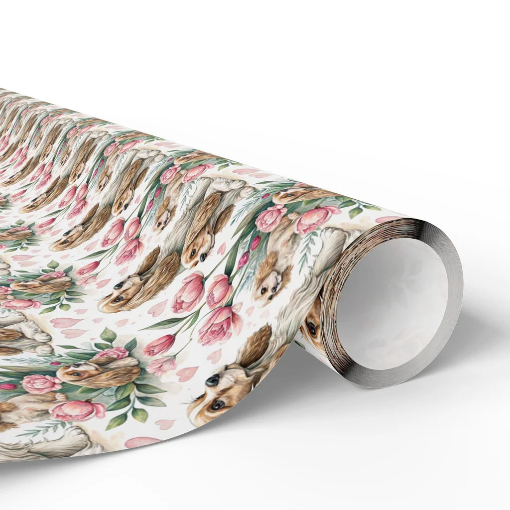 Cocker Spaniel Floral Wrapping Paper — paper roll