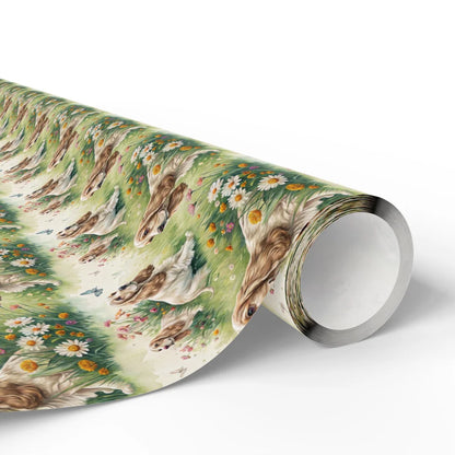 Cocker Spaniel Garden Wrapping Paper — paper roll