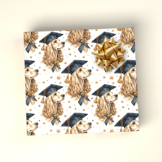 Cocker Spaniel Graduation Wrapping Paper — wrapped gift presentation