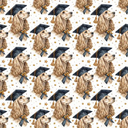 Cocker Spaniel Graduation Wrapping Paper — repeating pattern tile