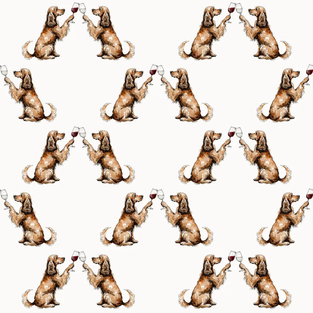 Cocker Spaniel Happy Hour Wrapping Paper — repeating pattern tile