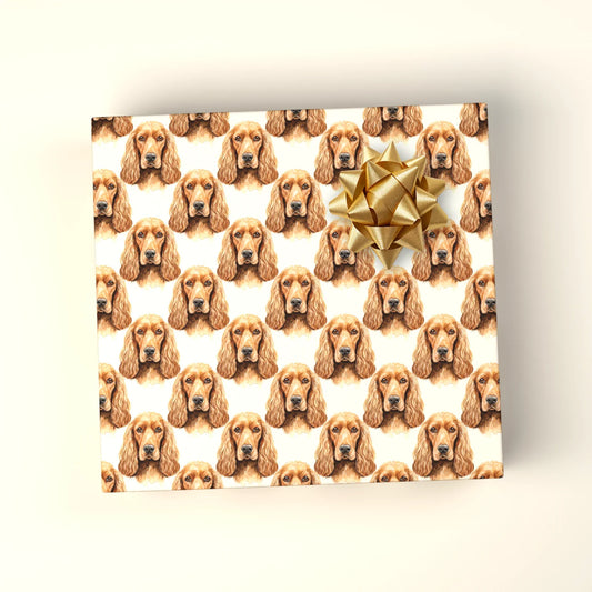 Cocker Spaniel Portrait Wrapping Paper — wrapped gift presentation
