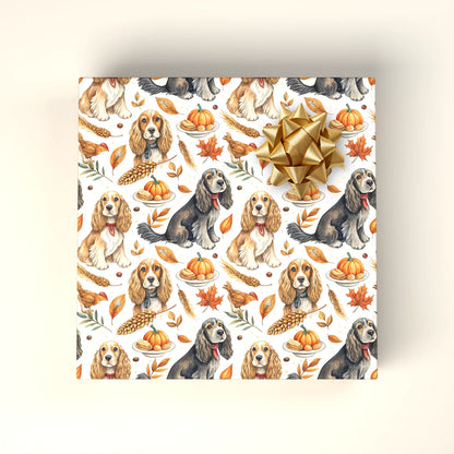 Cocker Spaniel Thanksgiving Wrapping Paper — wrapped gift presentation