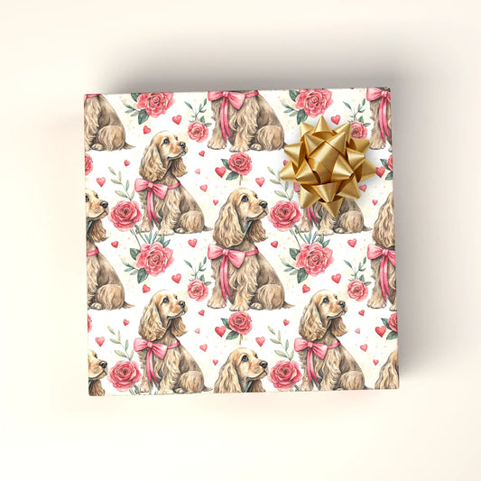 Cocker Spaniel Valentine's Day Wrapping Paper — wrapped gift presentation