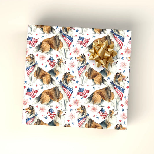 Collie Americana Wrapping Paper — wrapped gift presentation