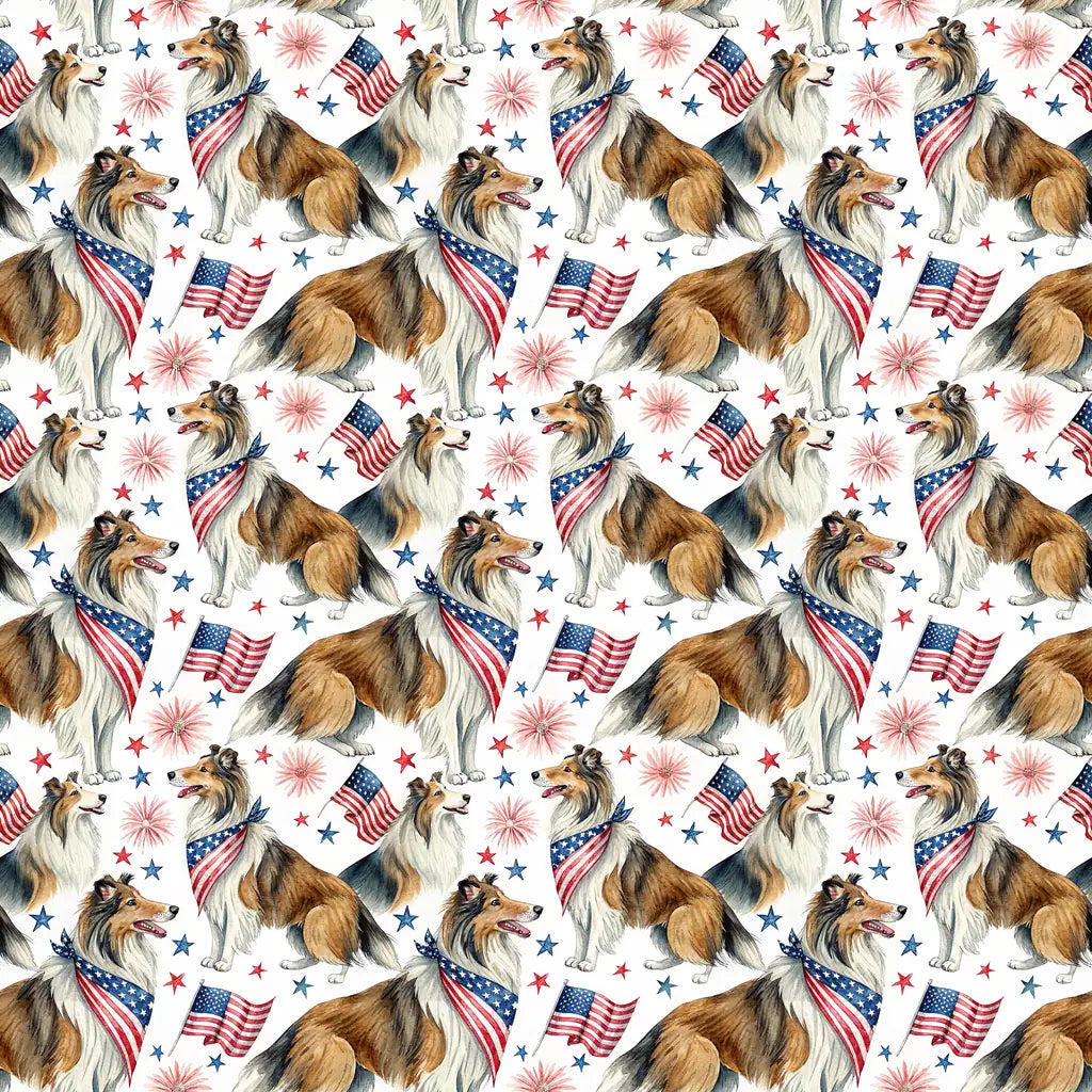 Collie Americana Wrapping Paper — repeating pattern tile