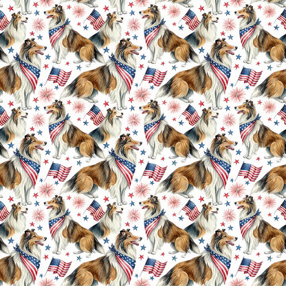 Collie Americana Wrapping Paper — repeating pattern tile