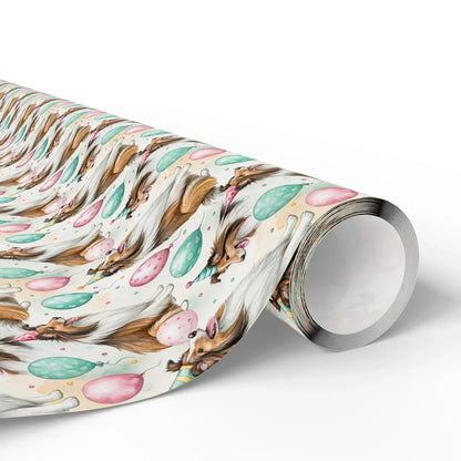 Sheltie Birthday Wrapping Paper with Party Hats and Balloons — paper roll