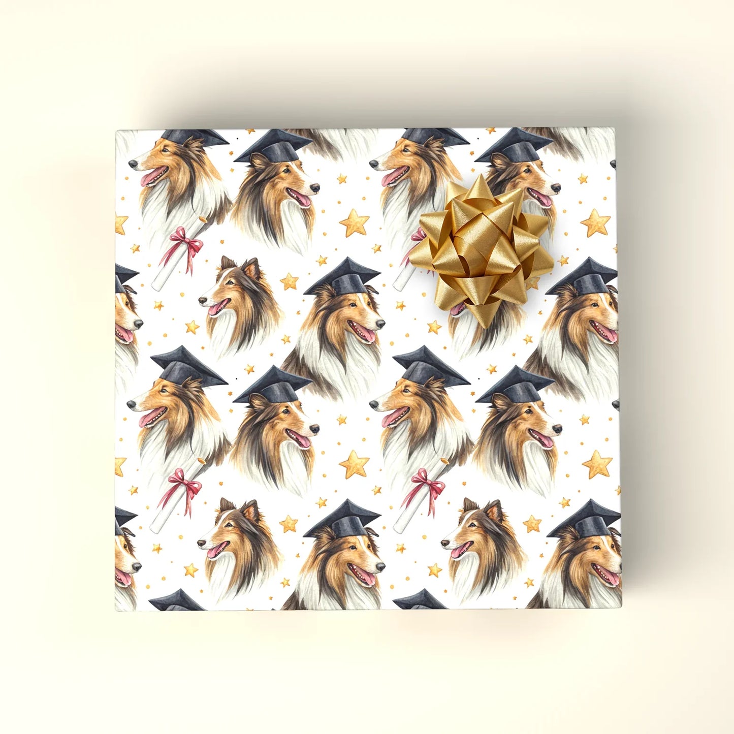 Collie Graduation Wrapping Paper — wrapped gift presentation