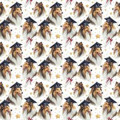 Collie Graduation Wrapping Paper — repeating pattern tile