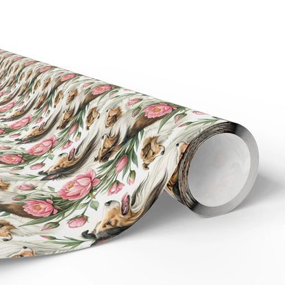 Collie in Bloom Floral Wrapping Paper — paper roll