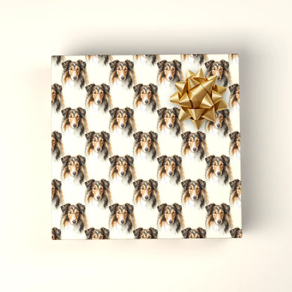 Collie Portrait Wrapping Paper — wrapped gift presentation