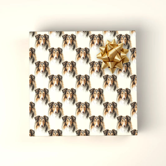 Collie Portrait Wrapping Paper — wrapped gift presentation