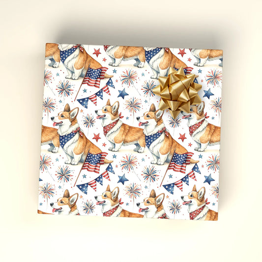 Corgi Americana Wrapping Paper — wrapped gift presentation