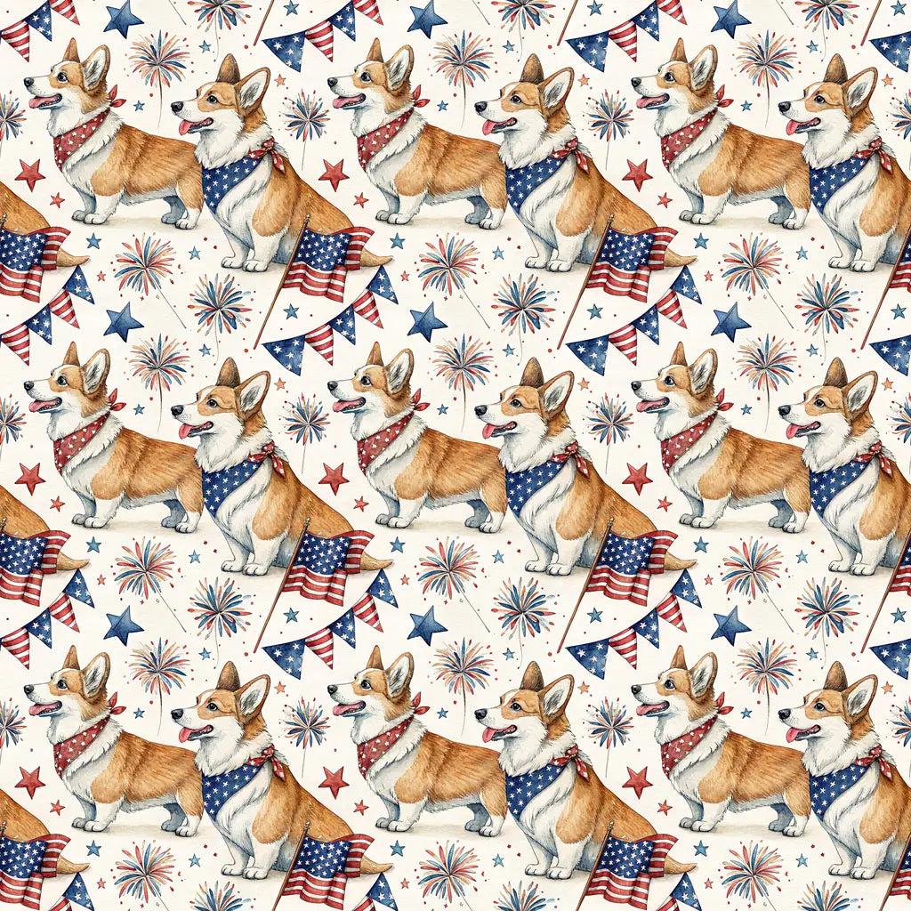 Corgi Americana Wrapping Paper — repeating pattern tile
