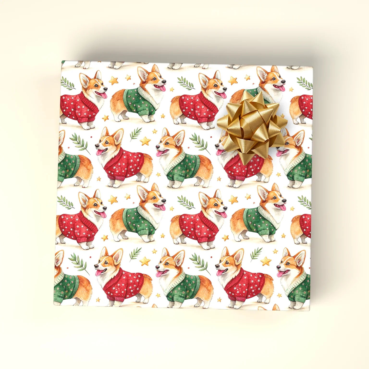 Corgi Christmas Sweater Wrapping Paper — wrapped gift presentation