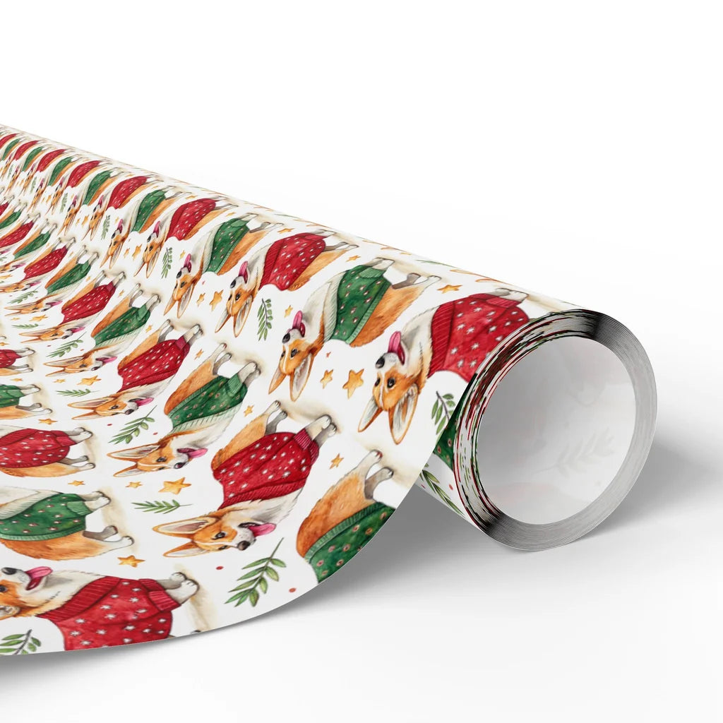 Corgi Christmas Sweater Wrapping Paper — paper roll