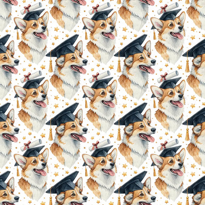 Corgi Graduation Wrapping Paper — repeating pattern tile