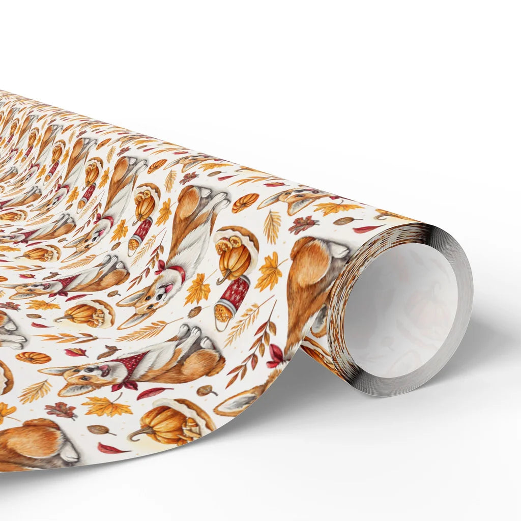 Corgi Thanksgiving Wrapping Paper — paper roll