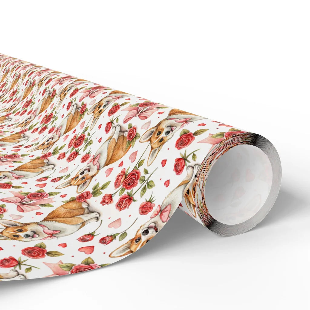 Corgi Valentine's Day Wrapping Paper — paper roll