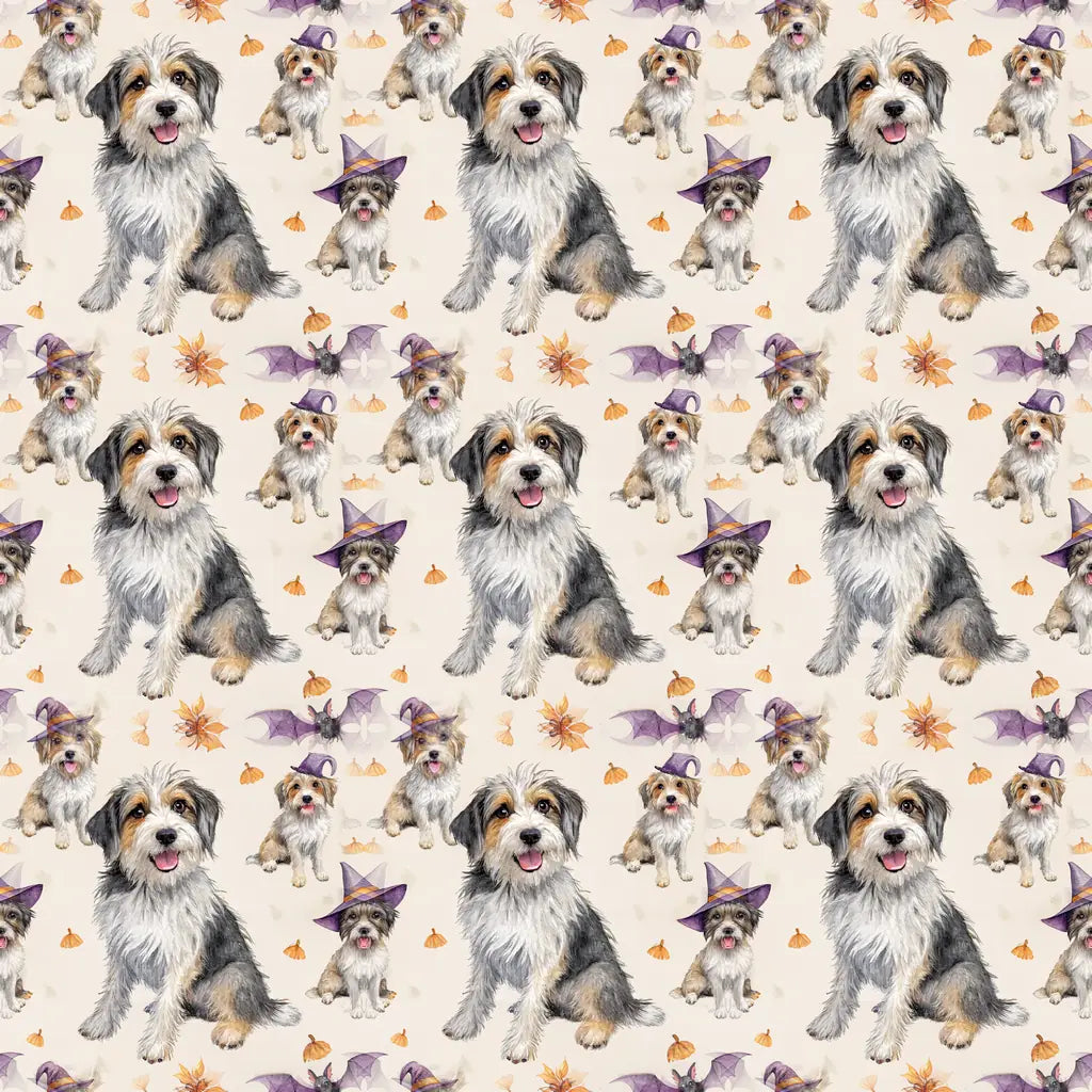 Costume Contest Mutt Halloween Wrapping Paper — repeating pattern tile