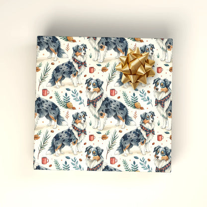 Cozy Aussie Days: Australian Shepherd Wrapping Paper — wrapped gift presentation