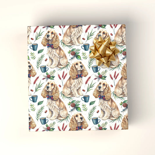 Cozy Cocker Spaniel Christmas Wrapping Paper — wrapped gift presentation