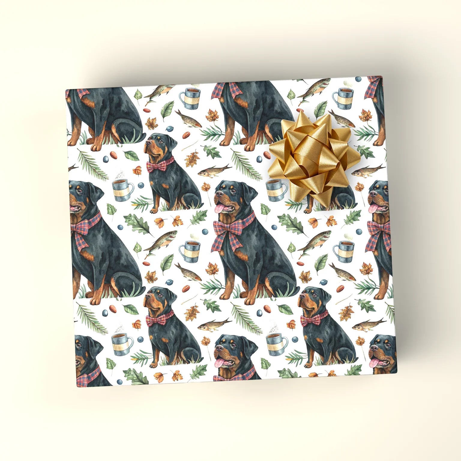 Cozy Rottweiler Wrapping Paper — wrapped gift presentation