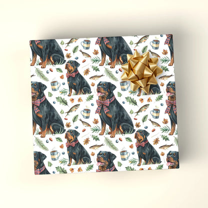 Cozy Rottweiler Wrapping Paper — wrapped gift presentation