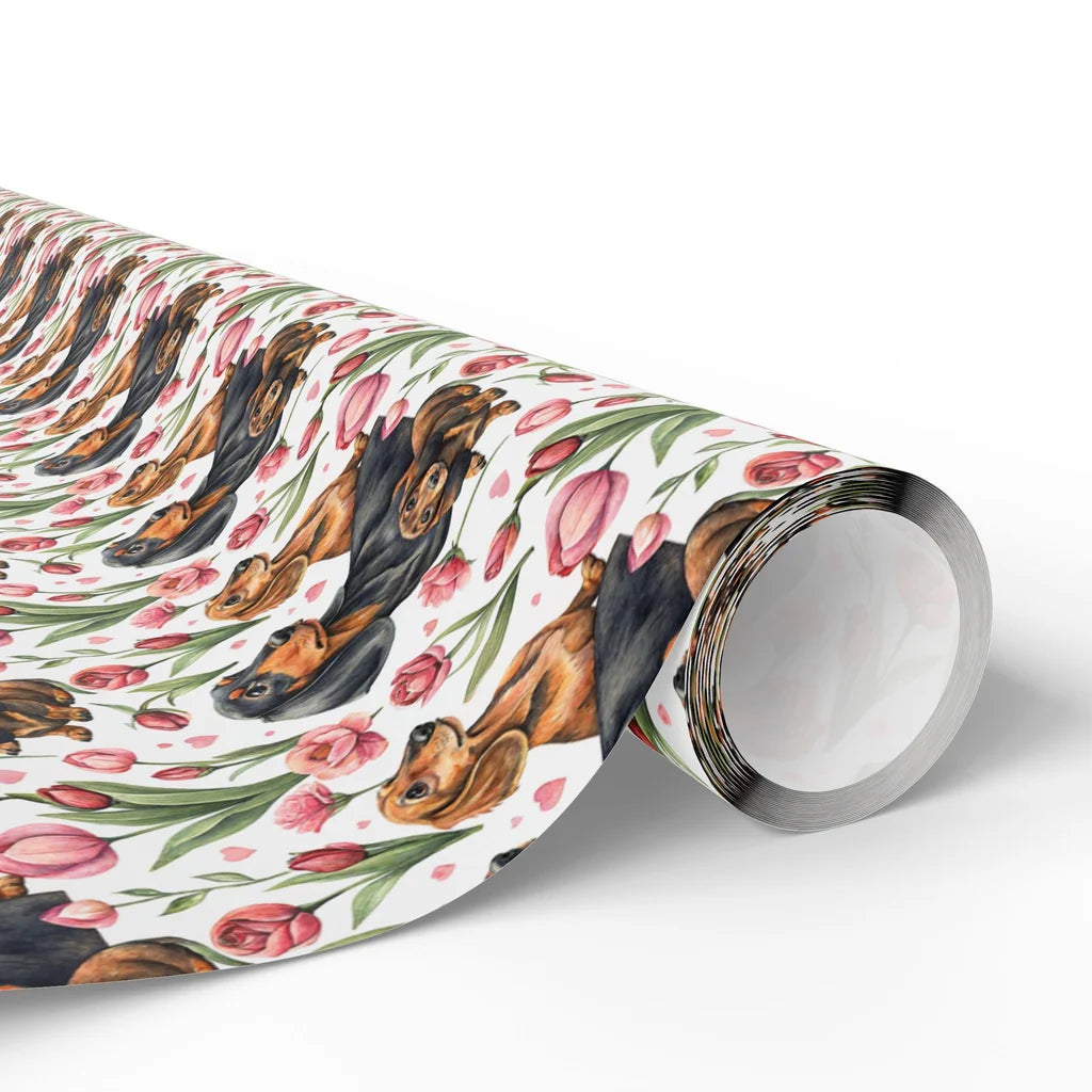 Dachshund Floral Wrapping Paper — paper roll
